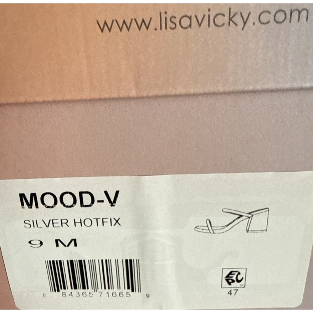 Lisa Vicky Mood Slide Sandals Pave Crystals Silver Hotfix Heels Tan Size 9 - Picture 9 of 9